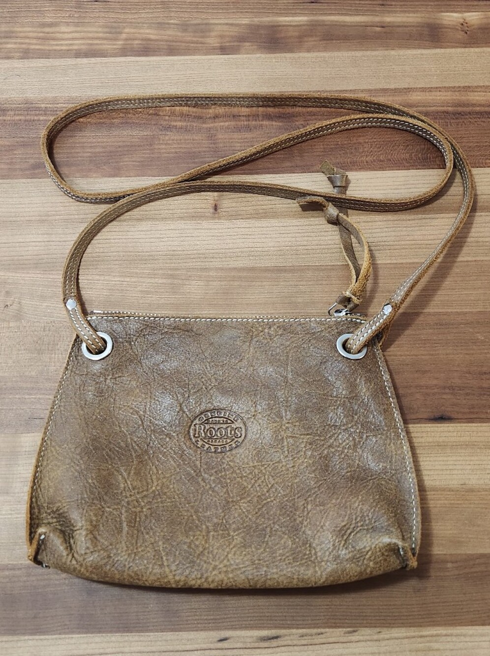 Nwot, Roots Tan/Brown Italian Leather Edie Tribe Crossbody Bag